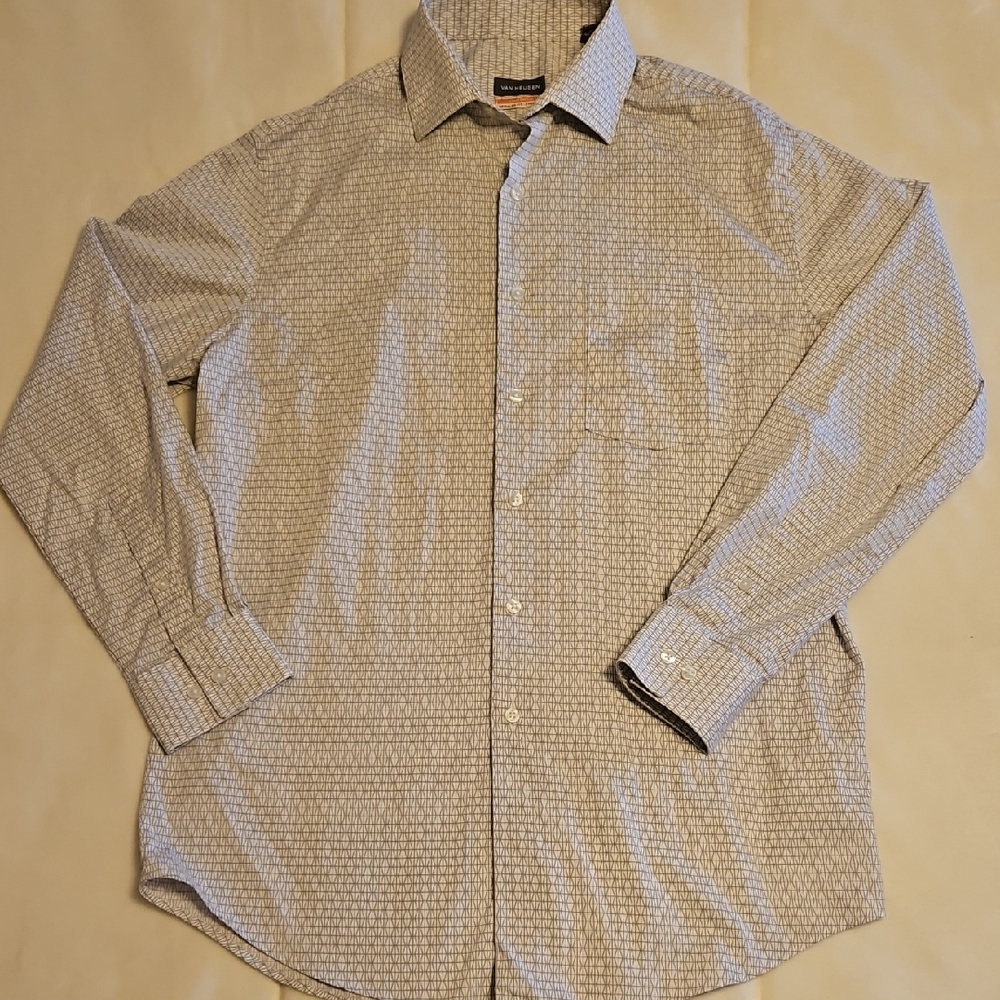 Van Heusen Men's Long Sleeve Gray Patterned Dress Shirt